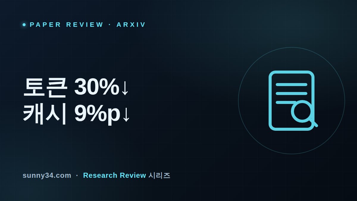 토큰 30% 줄이고 캐시 9%p 내준다: ContextPipe 컨텍스트 조립 리뷰 썸네일