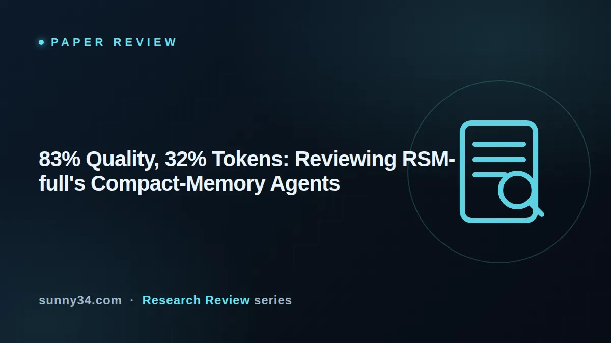 83% Quality, 32% Tokens: Reviewing RSM-full's Compact-Memory Agents thumbnail