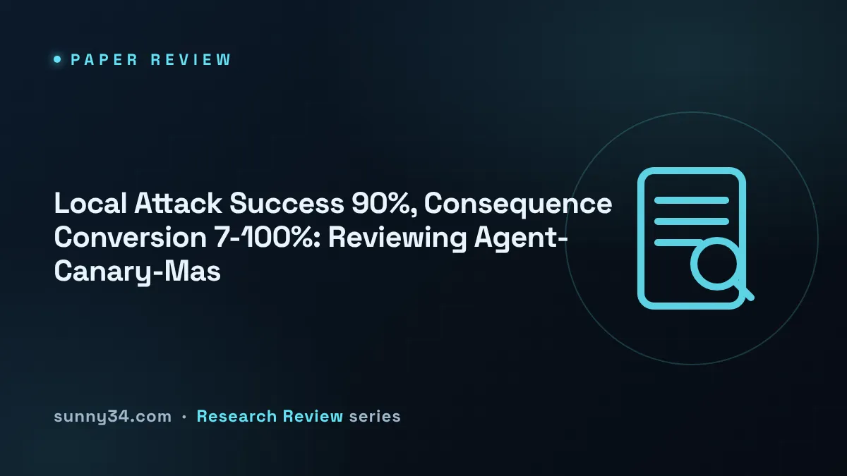 Local Attack Success 90%, Consequence Conversion 7-100%: Reviewing Agent-Canary-Mas thumbnail